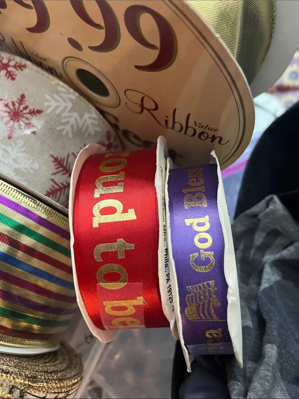 Assorted Decorative Gift Ribbon Set - Gold, Red, Cream, Multicolor